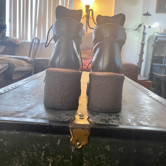 Jeffrey Campbell “Free People” Viajar Olive-Brown Leather Wedge Ankle Boot Sz 8 - Picture 4 of 11